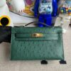 Hermes Mini kelly pochette Ostrich Z6 Malachite Green Gold Hardware 22m Full Handmade