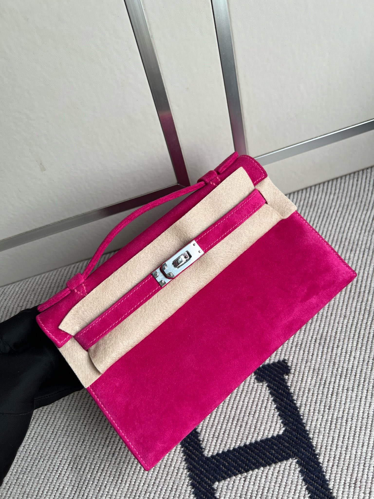 Hermes Mini pochette chamois Rose Pink Silver Hardware PHW 22cm Full  Handmade - lushenticbags