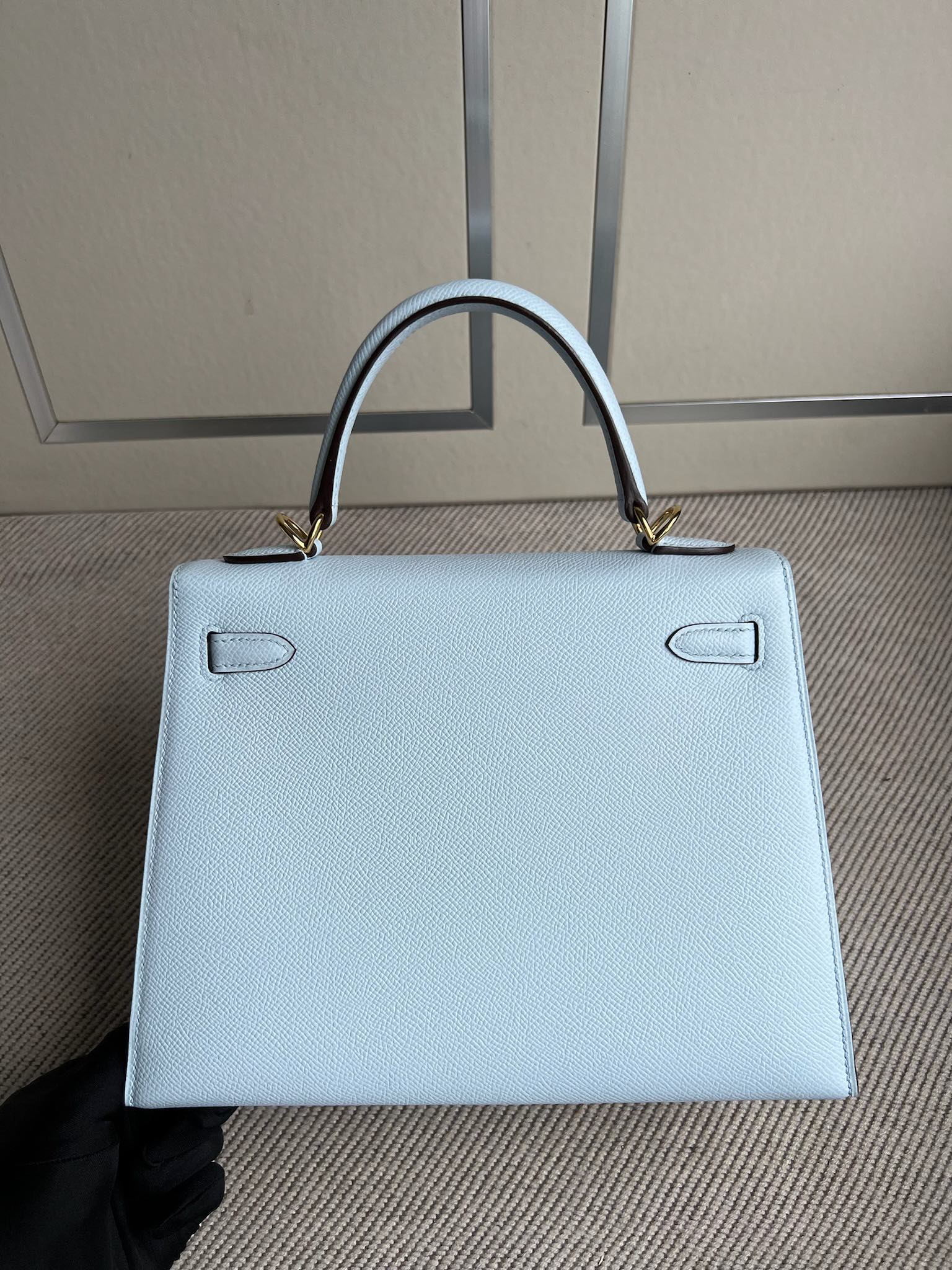 Hermes Kelly Epsom Tea color & Lemon yellow & mallow purple Silver Hardware  PHW 25cm Full Handmade in 2023