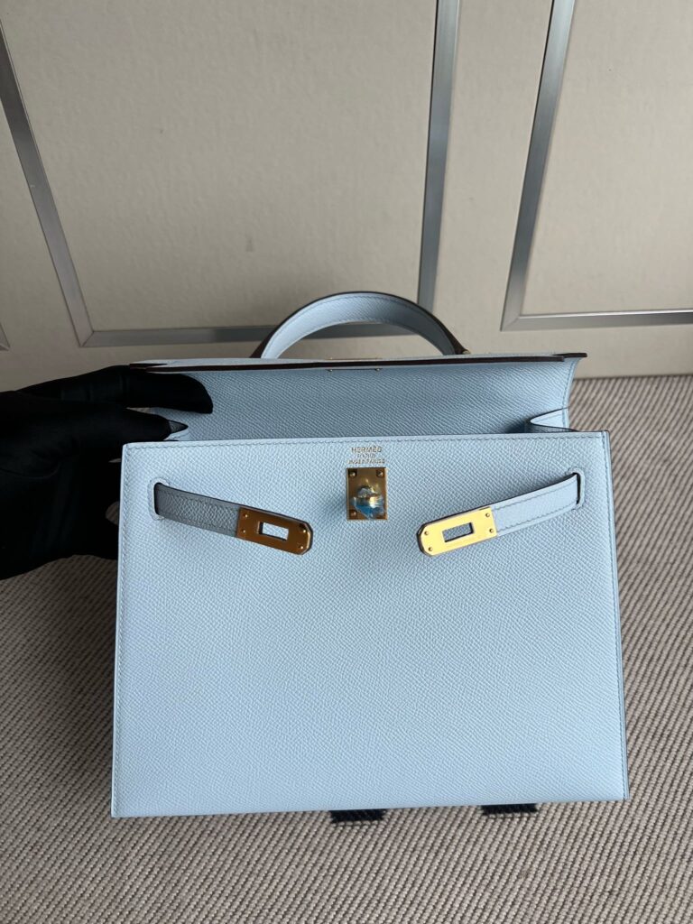 Hermes Kelly Epsom Tea color & Lemon yellow & mallow purple Silver Hardware  PHW 25cm Full Handmade in 2023