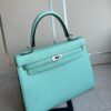 Hermes Kelly Chevre Lake blue Silver Hardware PHW 25cm Full Handmade