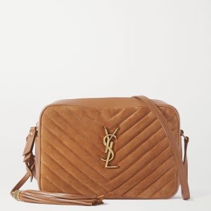 SAINT LAURENT Lou minileather and quilted suede shoulder bag