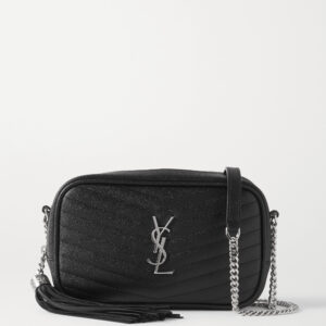 SAINT LAURENT Lou mini quilted textured-leather shoulder bag