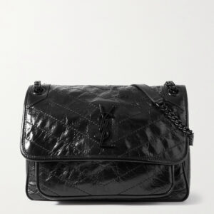 SAINT LAURENT Niki medium quilted crinkled glossed-leather shoulder bag