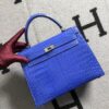 Hermes Kelly Alligator Shiny Bright blue Silver Hardware 25cm Full Handmade