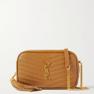 SAINT LAURENT Lou mini quilted textured-leather shoulder bag