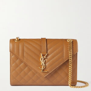 SAINT LAURENT Envelope medium quilted textured-leather shoulder bag