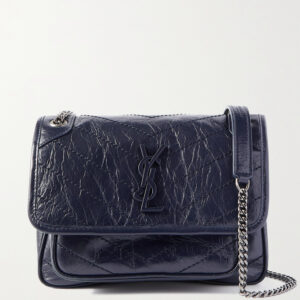 SAINT LAURENT Niki Baby mini quilted crinkled glossed-leather shoulder bag