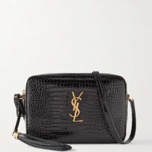 SAINT LAURENT Lou medium croc-effect leather shoulder bag