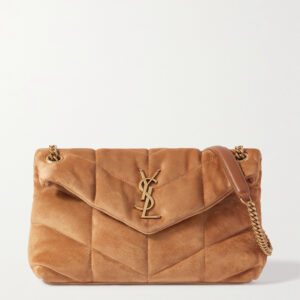 SAINT LAURENT Loulou Puffer small quilted suede shoulder bag