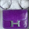 Hermes Constance 24CM Alligator Shiny Crocodile 5L Ultraviolet Silver Hardware