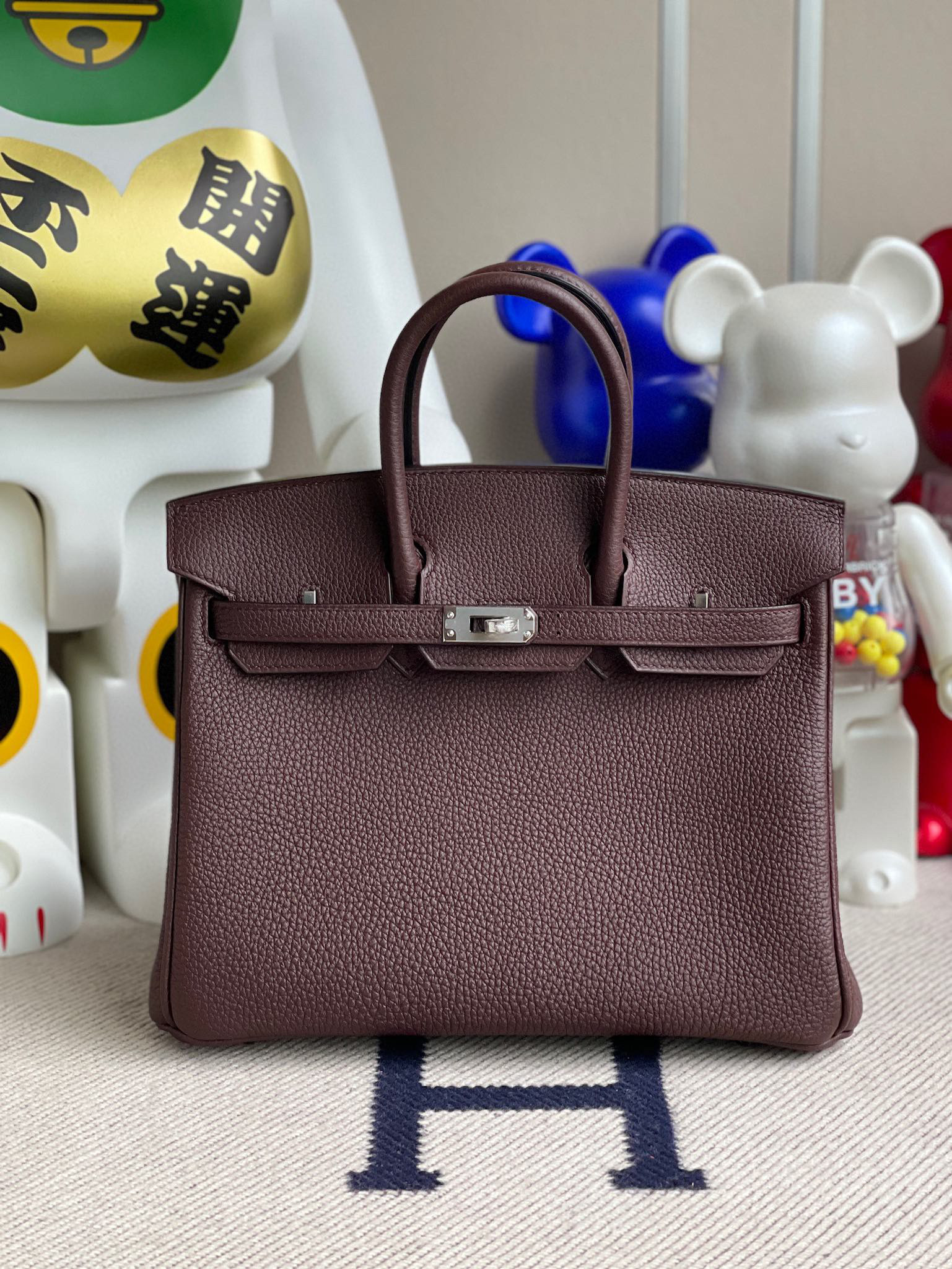 Hermes Kelly 25cm Chocolate Togo PHW