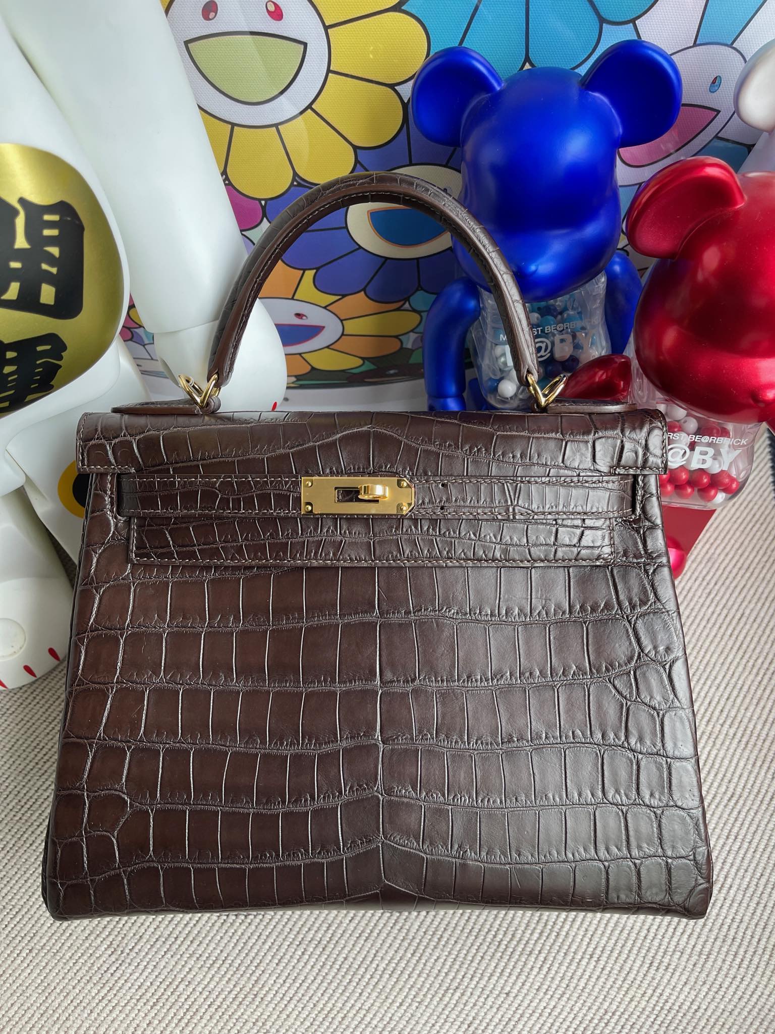 Hermes Birkin Bag Crocodile Leather Gold Hardware In Brown