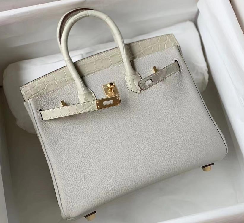 Hermes Birkin Mini Bag Togo Leather Gold Hardware In White