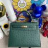 Hermes Kelly kk Ostrich Z6 malachite green gold buckle 25cm