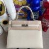 Hermes Kelly 25cm Epsom ck10 craie Silver Hardware Full Handmade