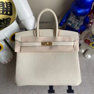 Hermes Kelly Touch 25cm Togo Ck10 Craie Gold Hardware Full Handmade -  lushenticbags