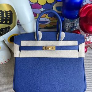 Hermes Birkin bag 25 Blue electric Togo leather Gold hardware