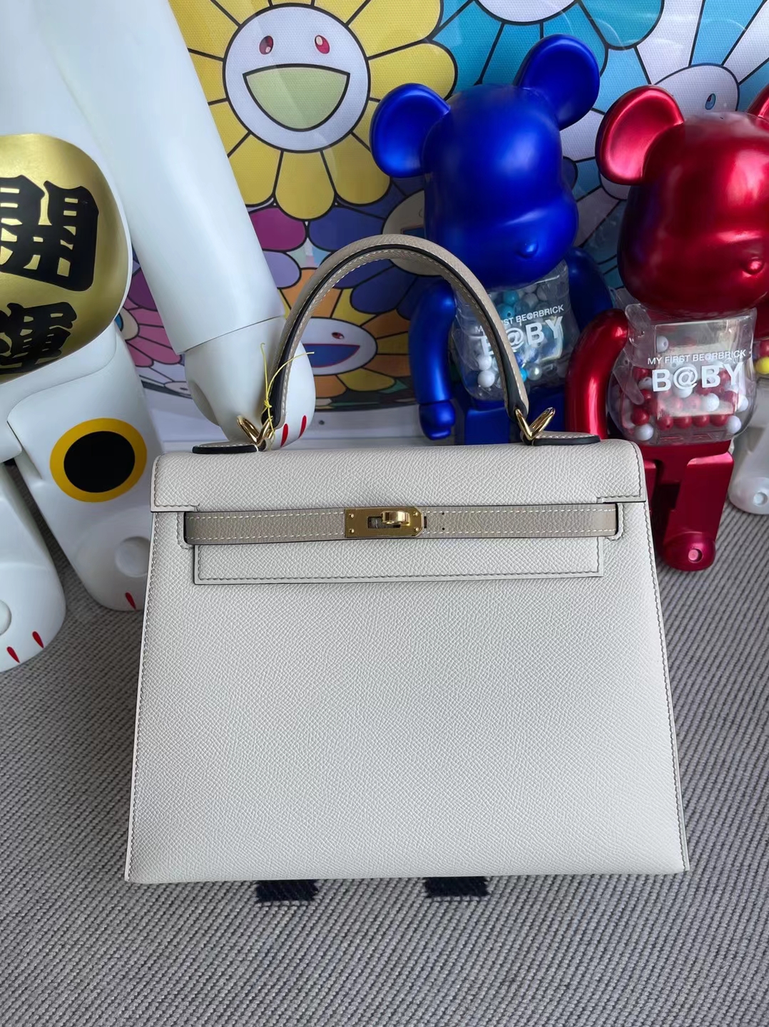 Hermes Kelly Touch 25cm Togo Ck10 Craie Gold Hardware Full Handmade -  lushenticbags