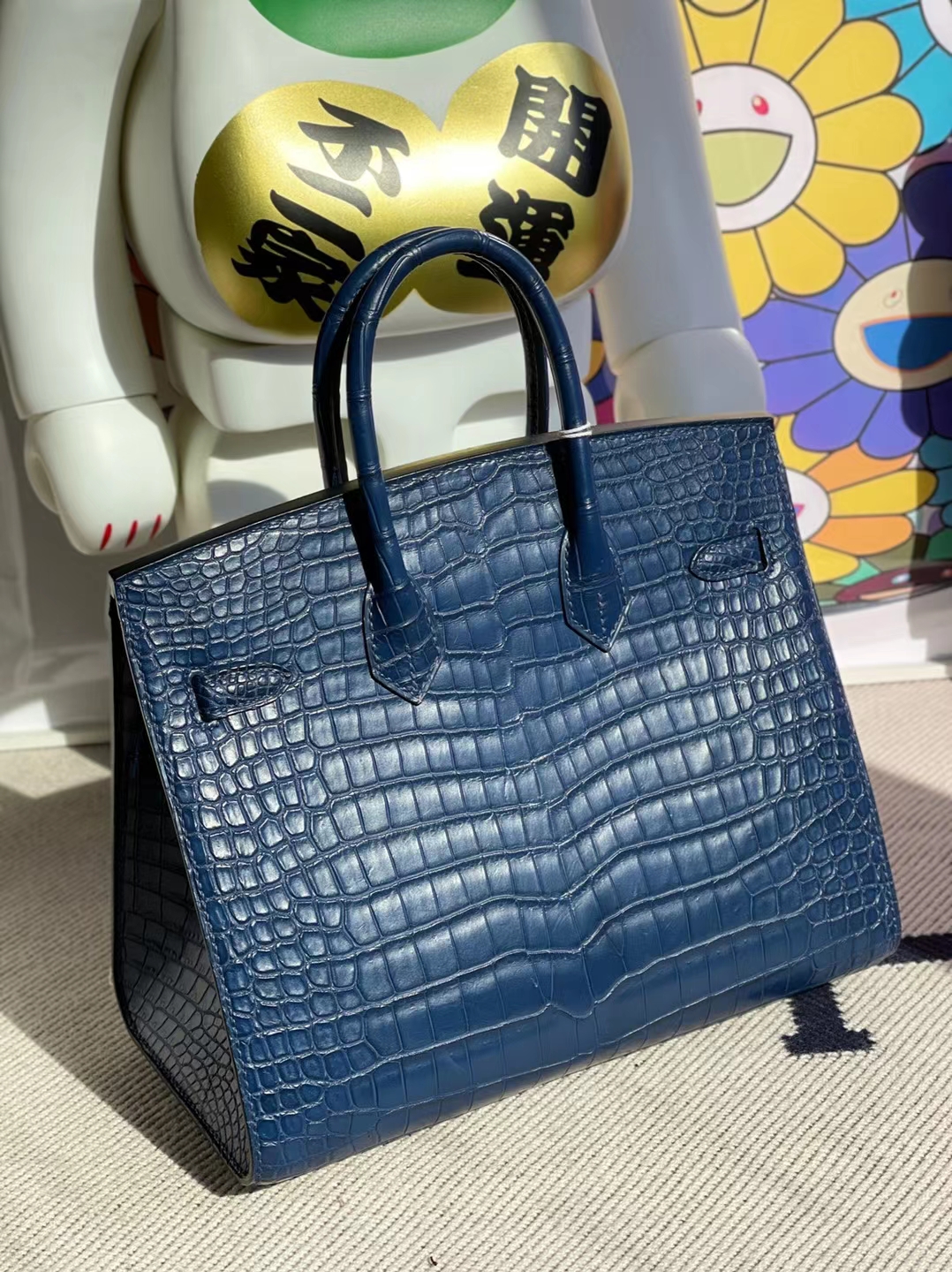 Hermes Birkin Matte porosus crocodile S4 Deep blue Silver buckle 25cm -  lushenticbags