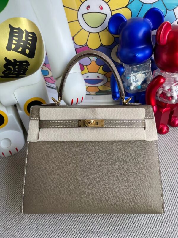 Hermes kelly Epsom Ck18 Etoupe Gold Hardware 25cm Full Handmade