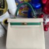 Hermes kelly Hss Evercolor Ck10 Craie & U4 Vert Vertigo Gold Hardware 25cm Full Handmade