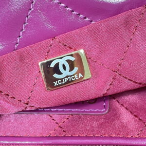 Chanel 22 Large Handbag Shiny Calfskin AS3262 Rose Red
