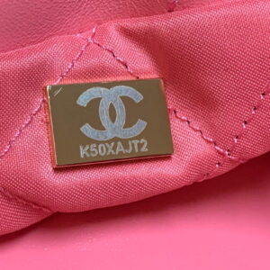 Chanel 22 Small Handbag Shiny Calfskin AS3260 Pink Gold