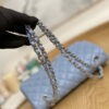 Chanel A01112 Flap Classic Bag Lambskin Light Blue Silver