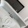 Chanel A01112 Flap Classic Handbag Tweed beads& Silver-Tone Metal White