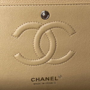 Chanel A01112 Flap Handbag Classic bag Grained shiny Calfskin Tan Silver