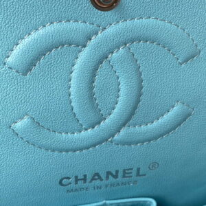 Chanel A01113 Flap Handbag Classic Bag Lake Blue Lambskin Silver