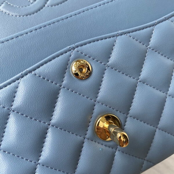 Chanel A01113 Flap Handbag Classic Bag Lambskin Sky Blue Gold