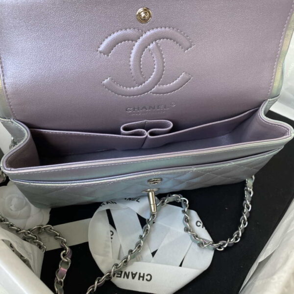 Chanel A01113 Flap Handbag Classic Bag Silver Lambskin silver