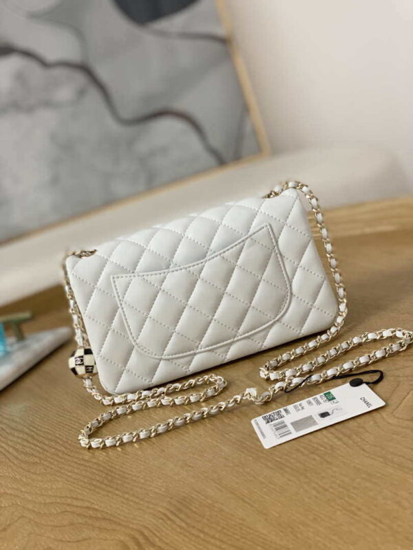Chanel AS3710 Small Hobo Handbag Shiny Crumpled Calfskin & Gold-Tone Metal  White - lushenticbags