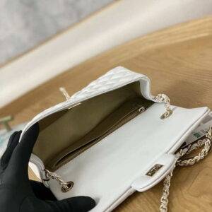 Chanel AS3710 Small Hobo Handbag Shiny Crumpled Calfskin & Gold-Tone Metal  White - lushenticbags