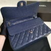Chanel A58600 Large Classic Handbag Grained shiny Calfskin Navy Blue Sliver
