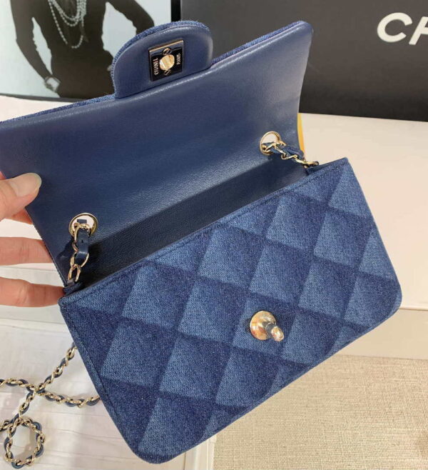 Chanel A69900 Mini Flap Bag Denim Blue 1116 Gold