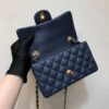 Chanel A69900 Mini Flap Bag Grained Calfskin Navy Blue Gold