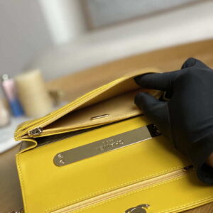 Chanel A81207 WOC 19 Chain Wallet Bag Lambskin Yellow Gold