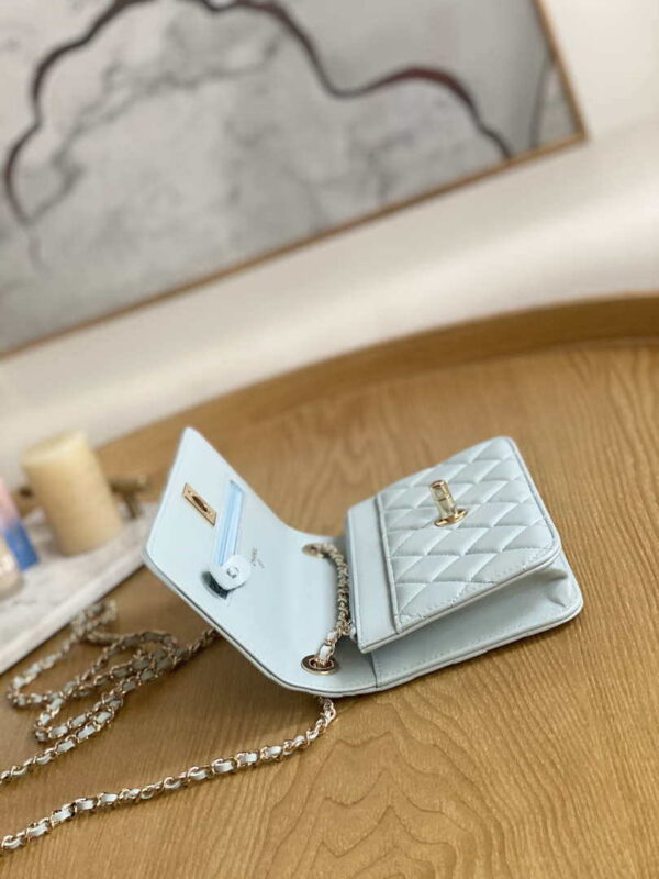 Chanel A88632 WOC 19 Chain Wallet Bag Light Blue Lambskin Gold