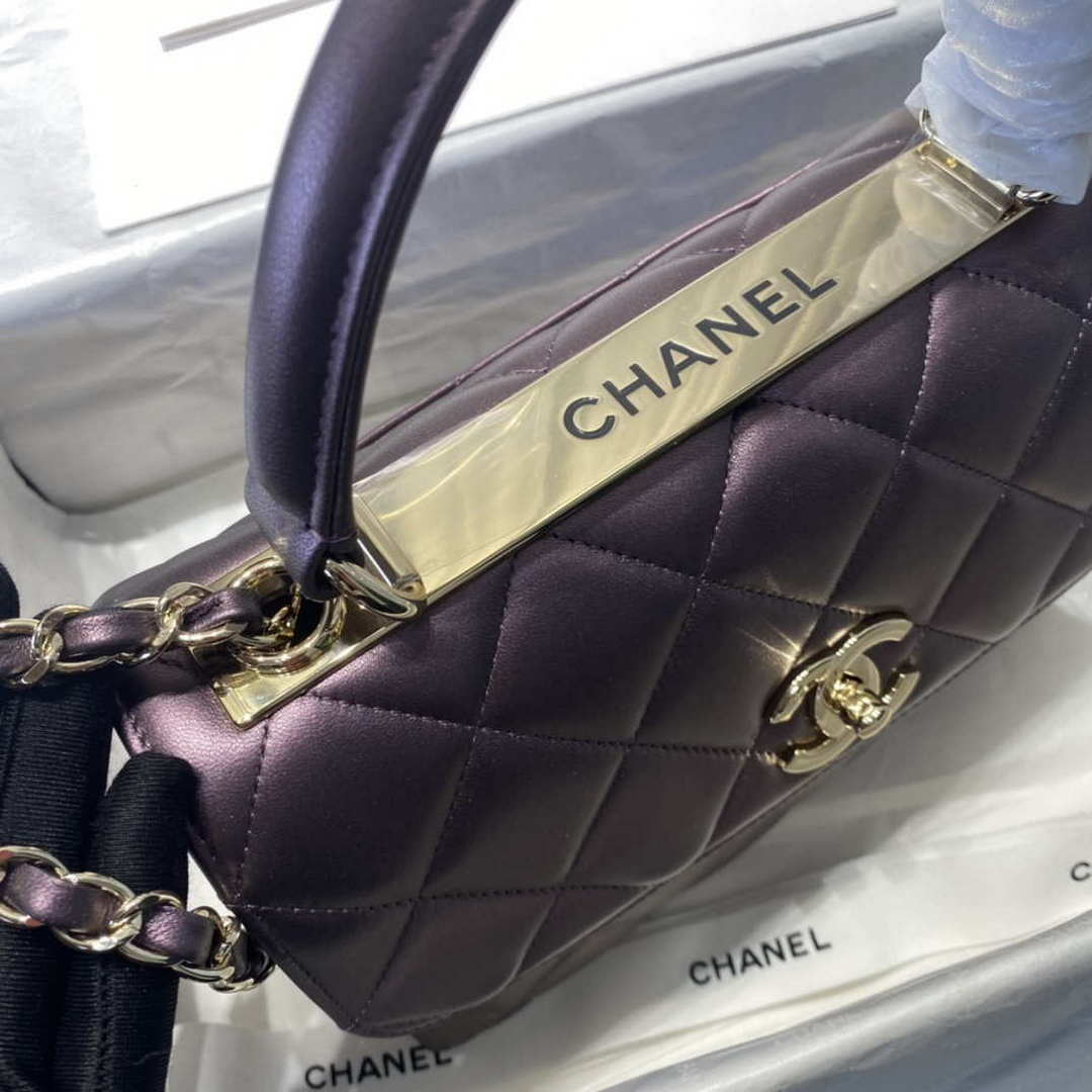 Chanel A92236 Flap Bag With Top Handle Lambskin & Gold-Tone Metal
