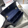 Chanel A92236 Flap Bag With Top Handle Lambskin & Gold-Tone Metal Navy Blue