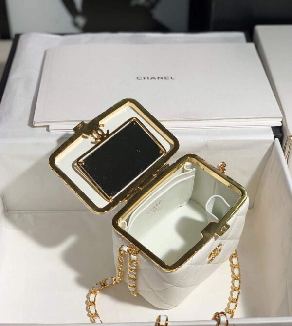 Chanel AP2717 Small Vanity With Chain Lambskin Gold White