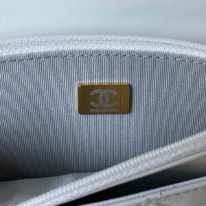 Chanel AP3240 Flap Bag With Top Handle Lambskin & Gold-Tone Metal White