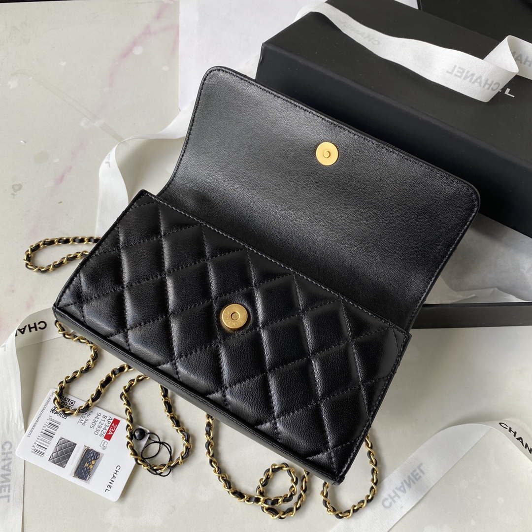 Chanel AP3426 Woc Mini Flap Bag Lambskin 17cm Black - lushenticbags
