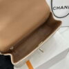 Chanel AS2431 Mini flap Apricot with Brown Lambskin bag with top handle Gold