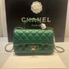 Chanel AS2431 Mini Flap Lambskin Bag with top Handle Green Bright gold
