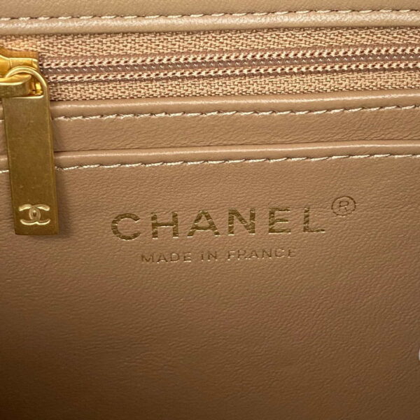 Chanel AS2431 Mini flap Tan Lambskin bag with top handle Gold