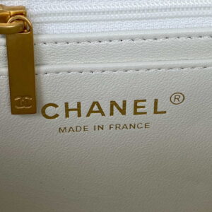 Chanel AS2431 Mini flap White Lambskin bag with top handle Gold